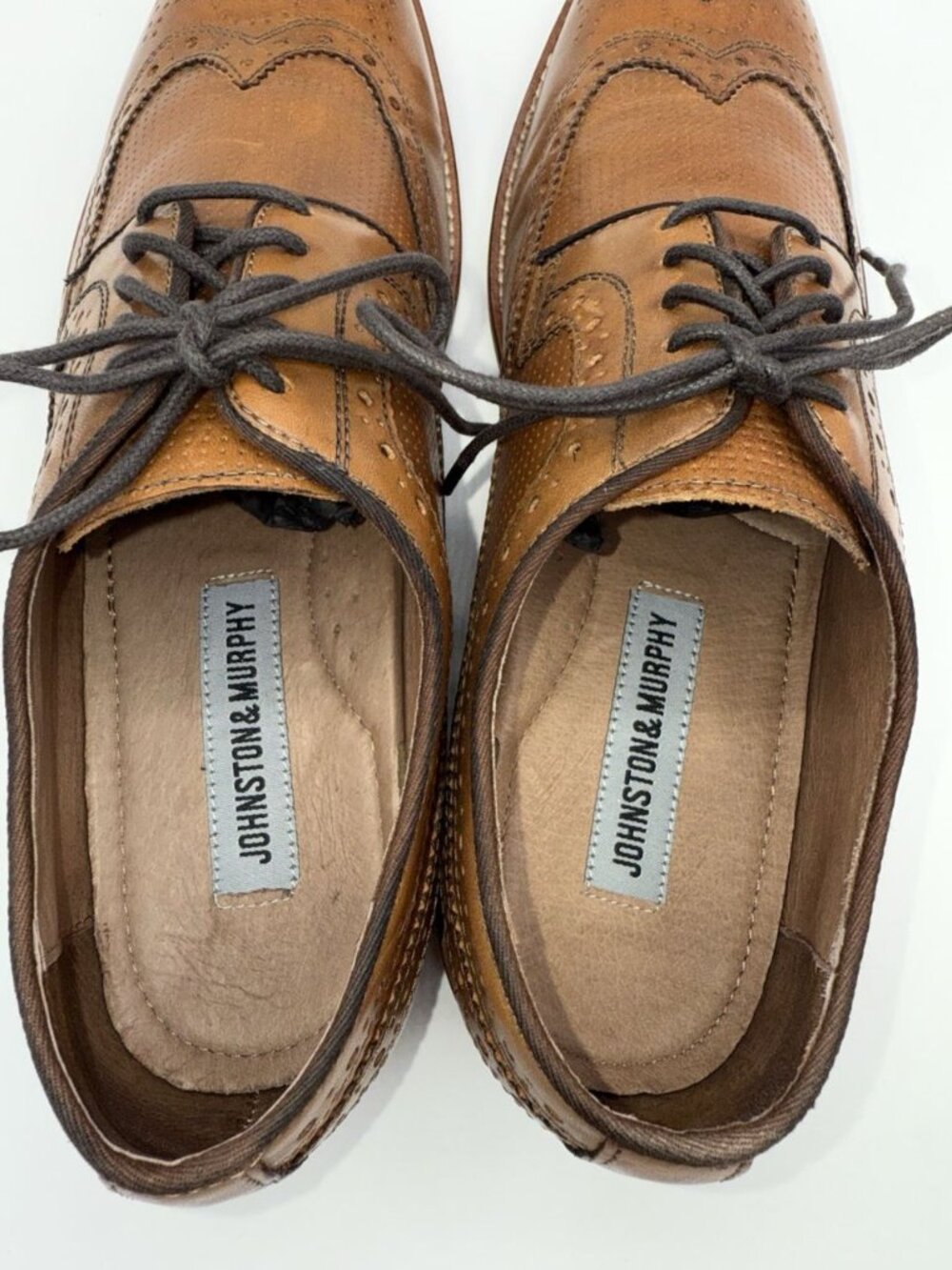 Johnston & Murphy Conard Oxford Shoes Men's 10M Wingtip Tan Leather 20-3310 - Picture 5 of 14